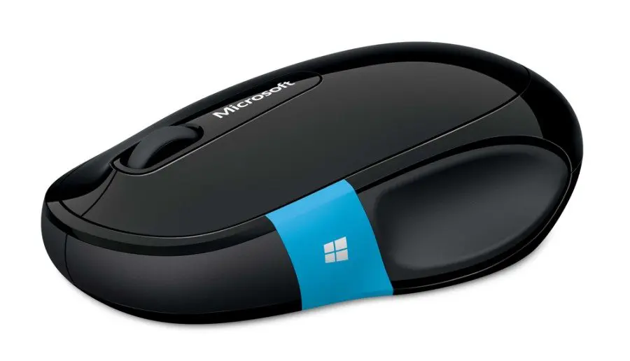 Sculpt Comfort Maus mit Windows-Schnelltaste und ergonomischer Daumenmulde.