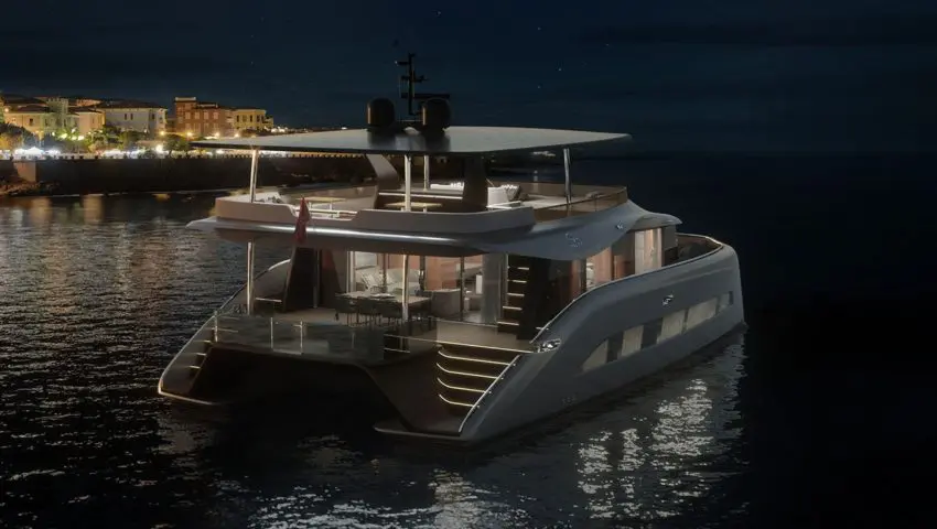 Abbildung der Yacht bei Nacht