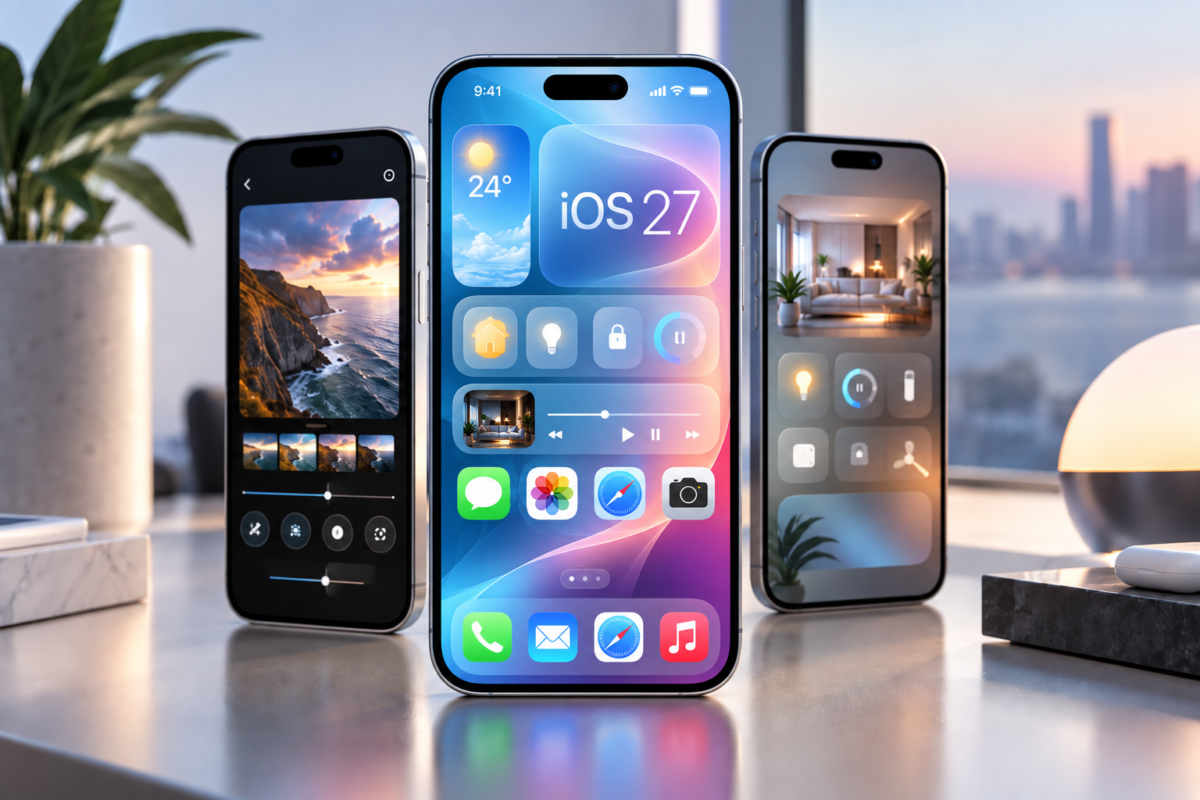 iPhone mit iOS 27 Oberfläche und neuen Funktionen auf dem Display