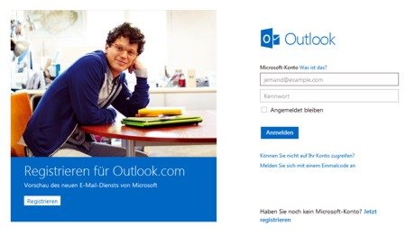 Neuer Outlook E-Mail Dienst (screenshot outlook.com)