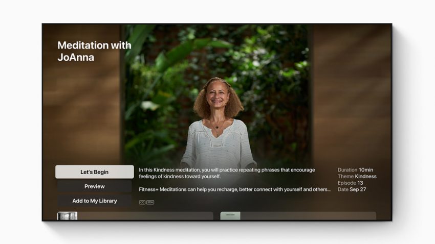 Vorschau einer zehnminütigen Meditationssitzung. Quelle: apple.com