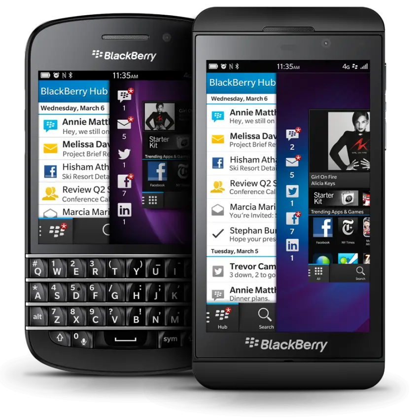 Abbildung von Blackberry Geräten mit Blackberry OS