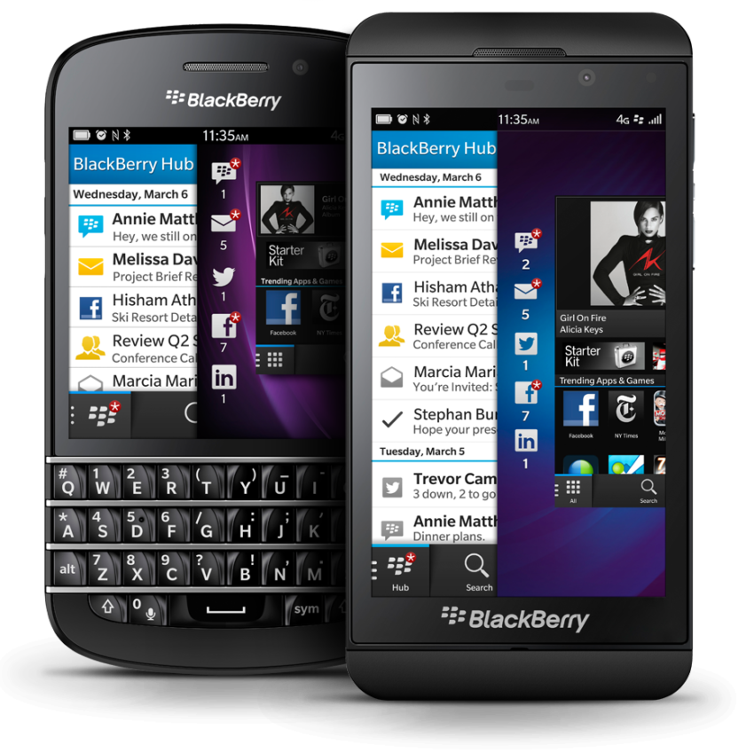 Illustration of Blackberry devices with Blackberry OS