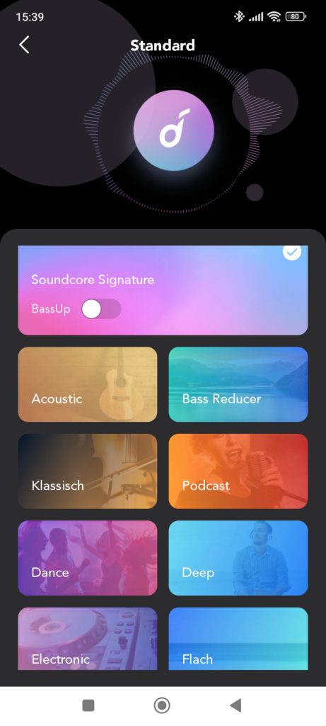 Soundcore-Sport-S10 - App Einstellungen für Klang