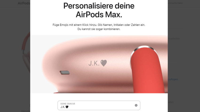 AirPods Max personalisiert